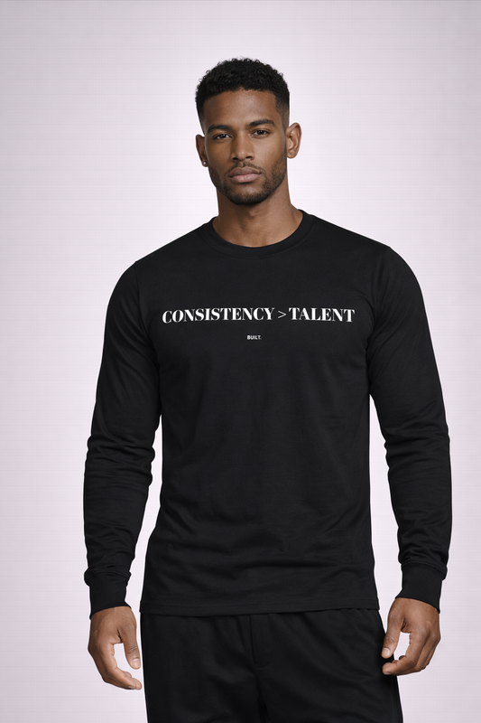 Long Sleeve Tee - Consistency Over Talent | Motivational Gym Shirt - Unisex