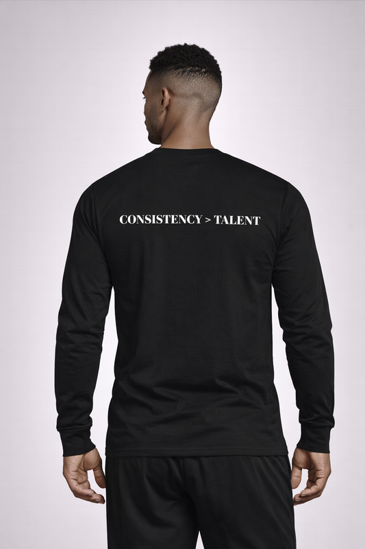 Long Sleeve Tee - Consistency Over Talent | Motivational Gym Shirt - Unisex